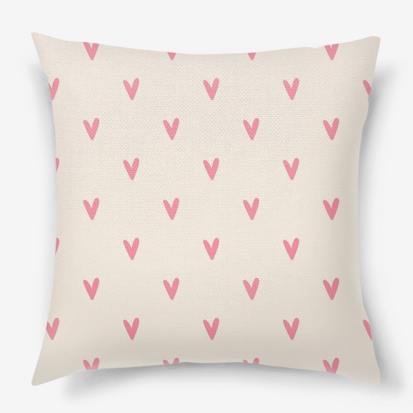 Подушка «Принт с розовыми сердечками»