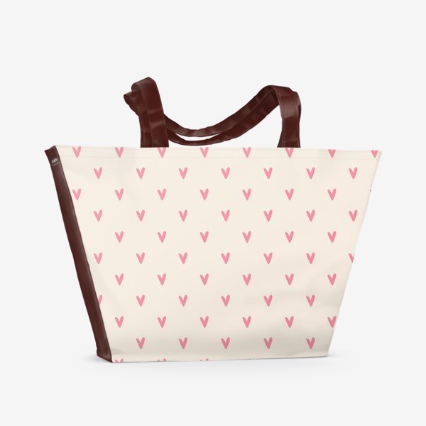 Пляжная сумка «Принт с розовыми сердечками»