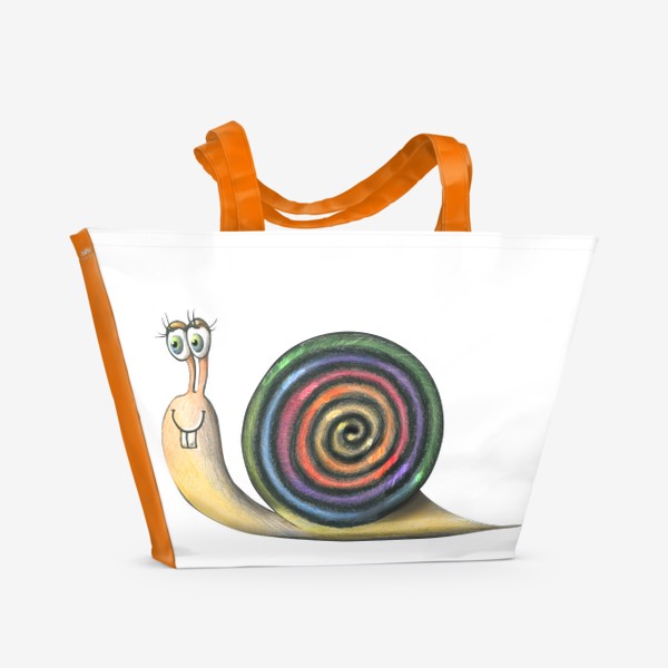 Пляжная сумка «Цветная улитка, радуга, мультяшная. Графика.»