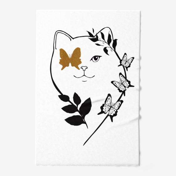 Полотенце «Кошка с бабочками»