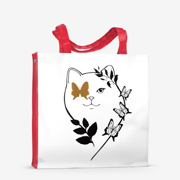 Сумка-шоппер «Кошка с бабочками»