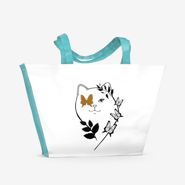 Пляжная сумка «Кошка с бабочками»