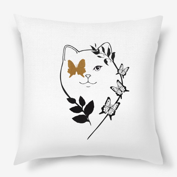 Подушка «Кошка с бабочками»
