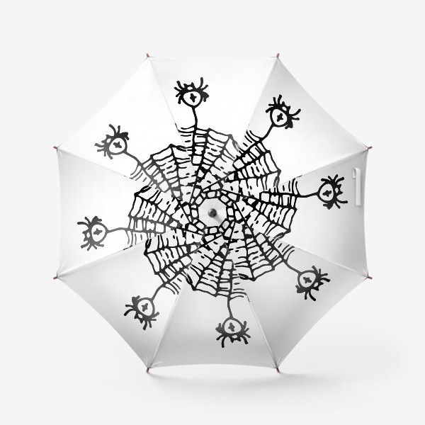 Зонт «паук в углу на паутине. простой рисунок паука с крестом на спине висит на треугольной паутине, черной линией.»