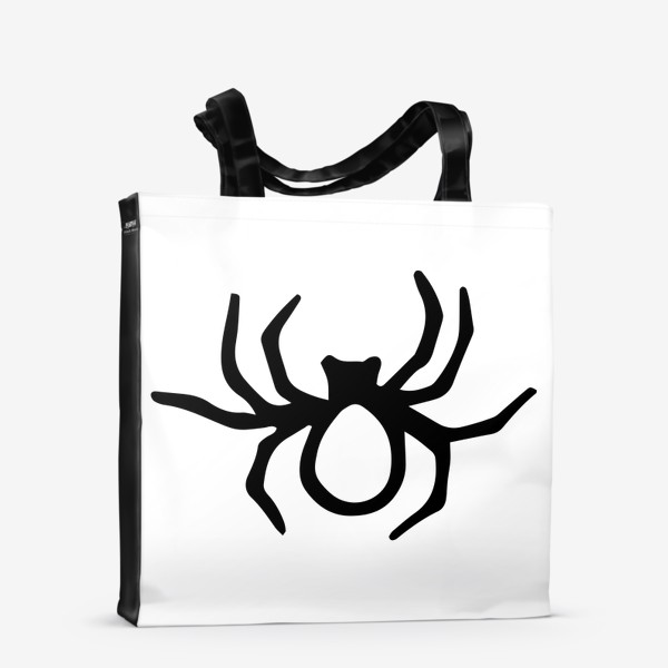 Сумка-шоппер «иконка паука, вид сверху. скетч насекомого паука черной линией для принта хэллоуина»