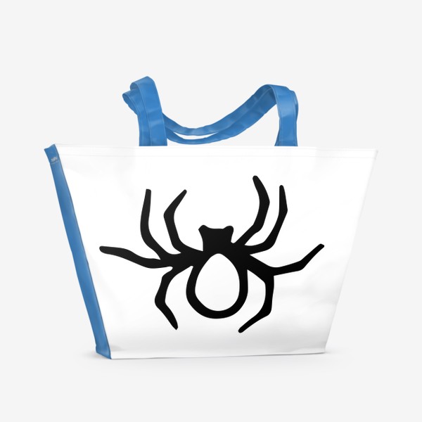 Пляжная сумка «иконка паука, вид сверху. скетч насекомого паука черной линией для принта хэллоуина»
