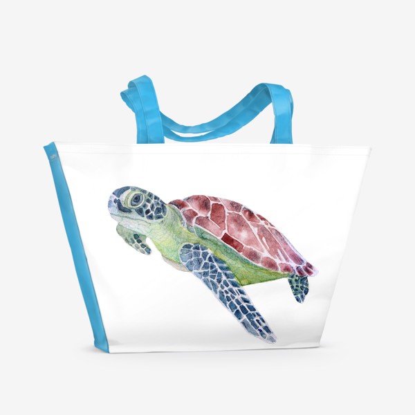 Пляжная сумка «Акварель, Морская черепаха»