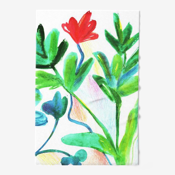 Полотенце «Цветущие растения летом. Акварельная живопись»