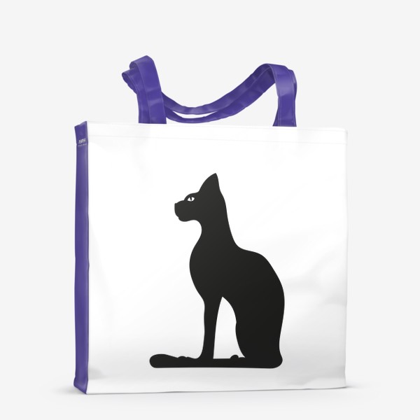 Сумка-шоппер «Египетская кошка, черный силуэт, богиня Бастет»