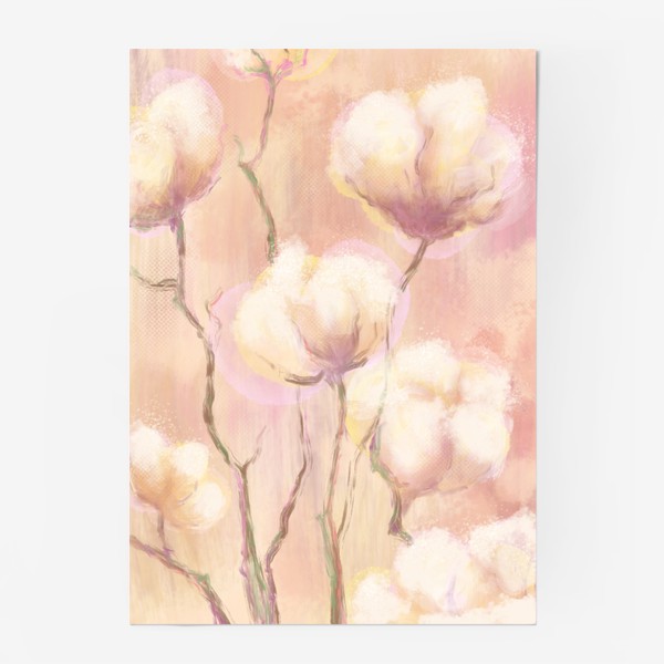 Постер «Нарисованные цветы хлопок»