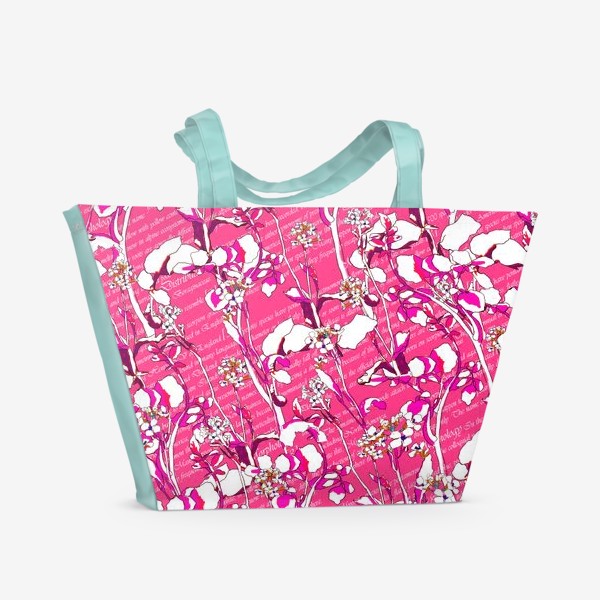 Пляжная сумка «Незабудки на розовом»