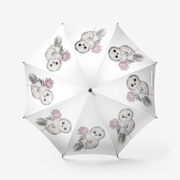 Зонт «Морской котик с пионом»