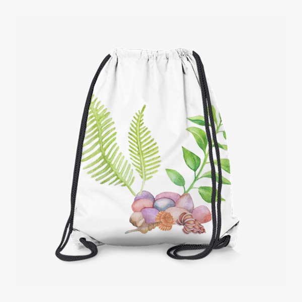 Рюкзак «Морская иллюстрация с ракушками и водорослями»