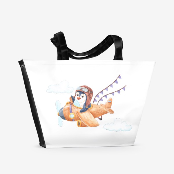 Пляжная сумка «Пингвин летчик»