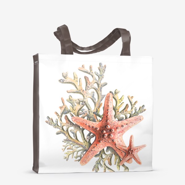Сумка-шоппер «Морские звезды, кораллы. Акварель.»