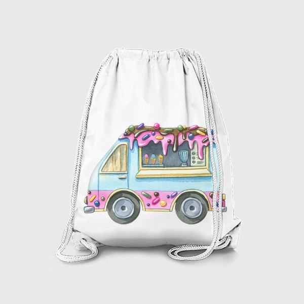 Рюкзак «Машинка с мороженым. Акварель.»
