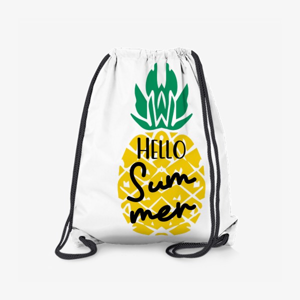 Рюкзак «ананас с надписью привет лето. летний принт желтый ананас с фразой hello summer»