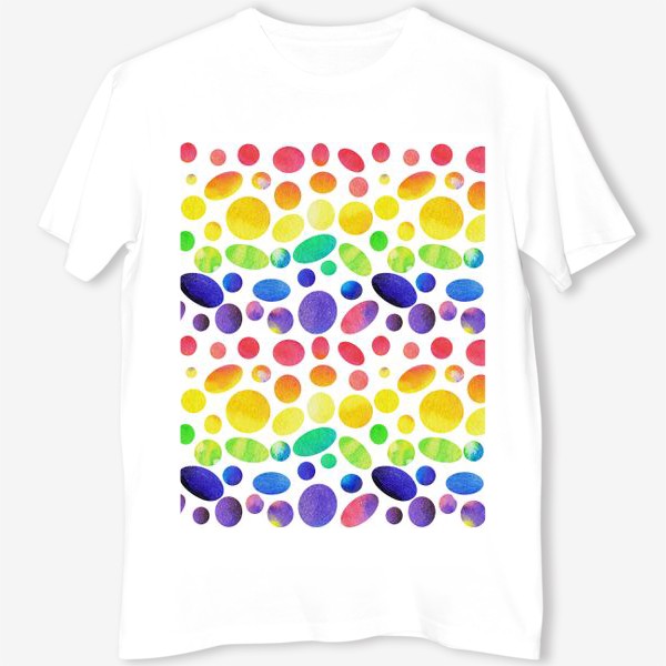 Футболка «Разноцветные круги и овалы на белом фоне»