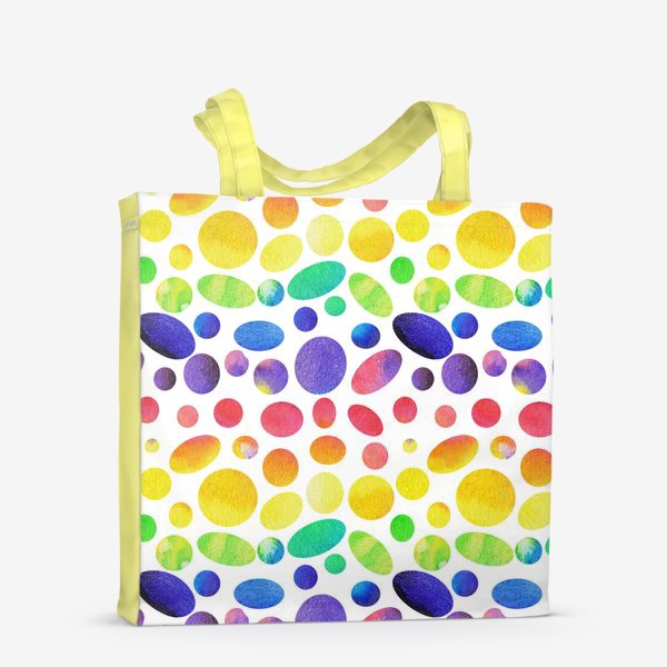 Сумка-шоппер «Разноцветные круги и овалы на белом фоне»