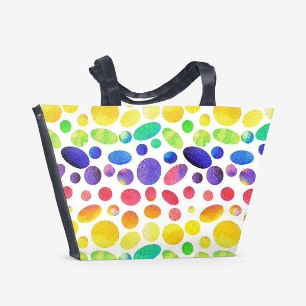 Пляжная сумка &laquo;Разноцветные круги и овалы на белом фоне&raquo;
