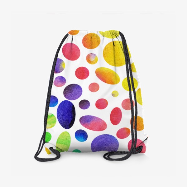 Рюкзак «Разноцветные, акварельные круги и овалы на белом фоне. паттерн.»