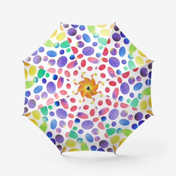 Зонт &laquo;Разноцветные, акварельные круги и овалы на белом фоне. паттерн.&raquo;