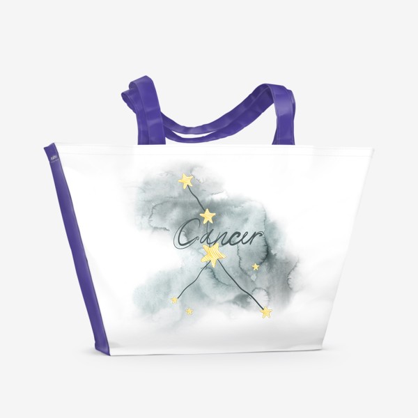 Пляжная сумка «Рак . Акварельный гороскоп »