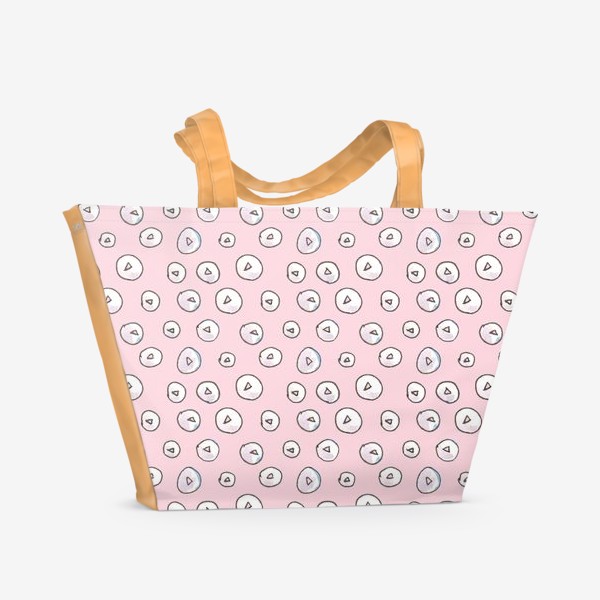 Пляжная сумка «Паттерн канцелярские кнопки на розовом фоне»