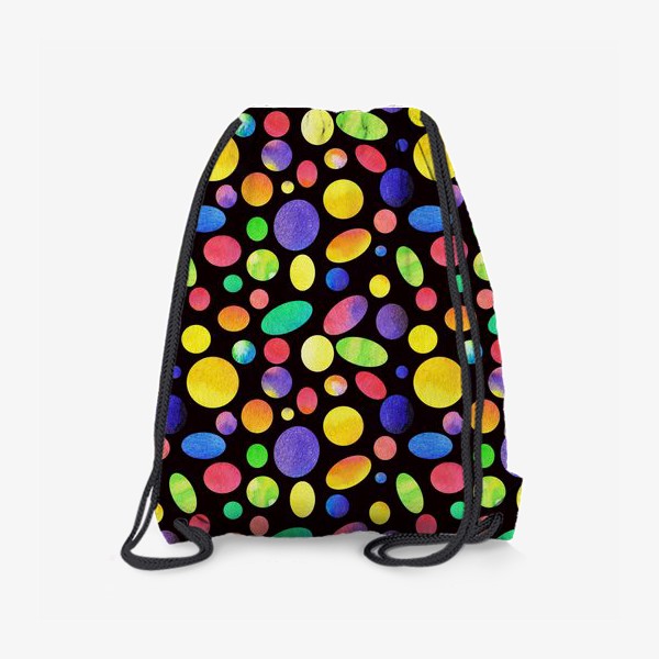 Рюкзак «Разноцветные круги и овалы на черном фоне»