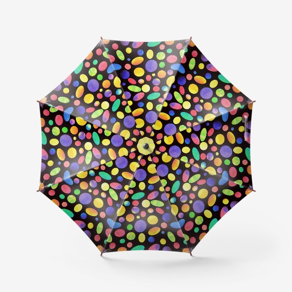 Зонт «Разноцветные круги и овалы на черном фоне»