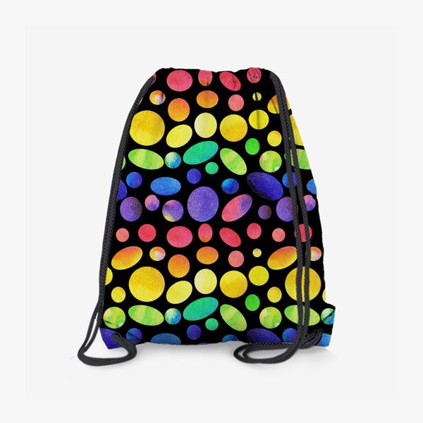 Рюкзак «Разноцветные круги и овалы на черном фоне.»