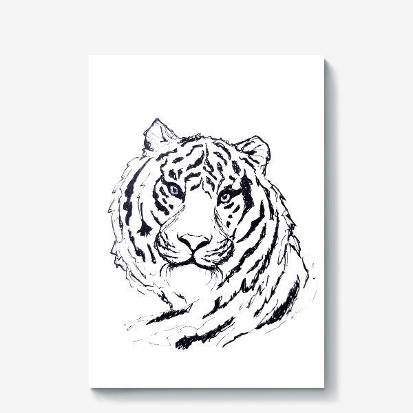 Холст «Черно-белая мордочка тигра »