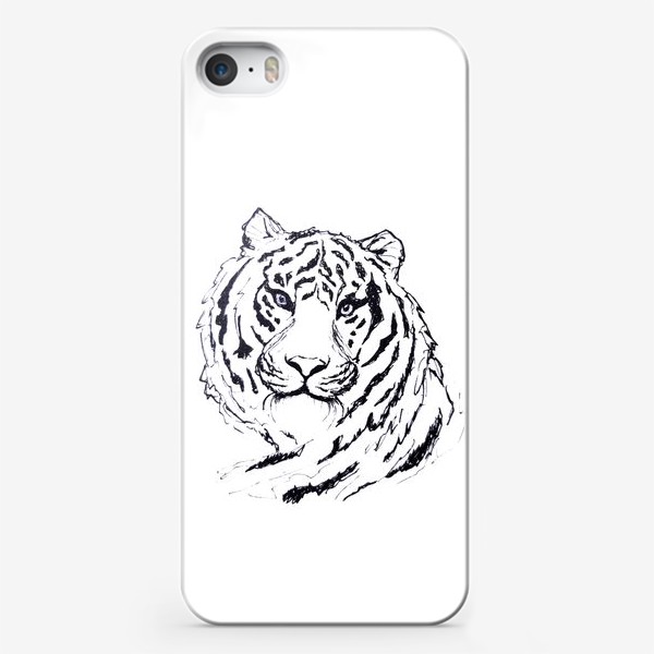 Чехол iPhone «Черно-белая мордочка тигра »