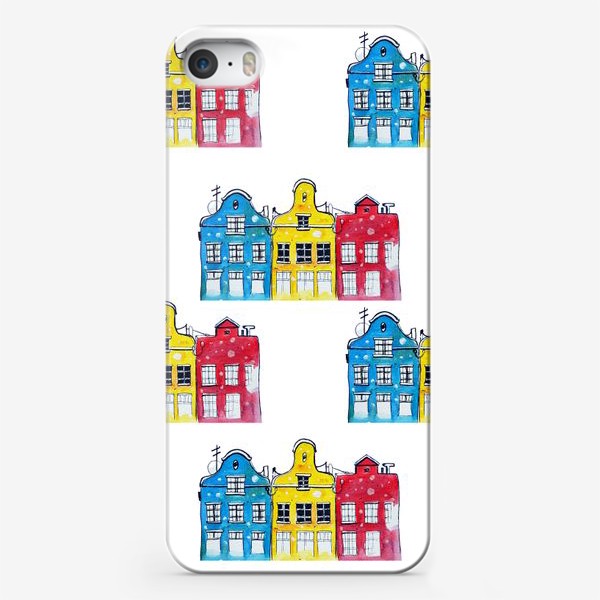 Чехол iPhone «Голубой, желтый и красный домики . Амстердам. »