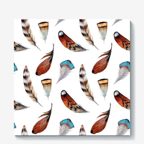 Холст «красочный узор из перьев различных птиц»