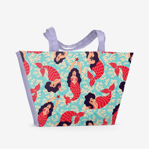 Пляжная сумка «Симпатичные брюнетки русалки. Морские дивы»