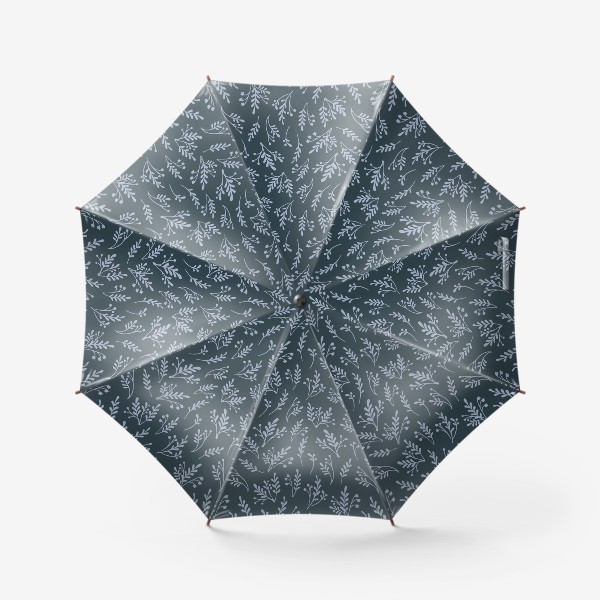 Зонт «Темный принт с травами»
