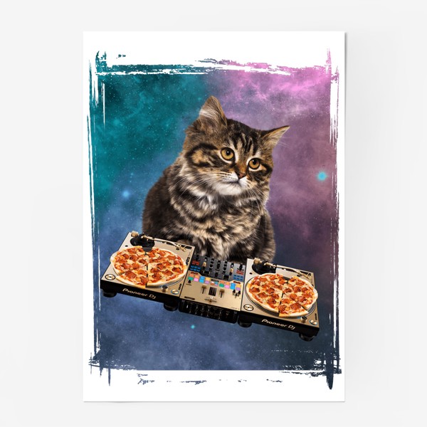 Постер «Космический котёнок Диджей - Space Kitty DJ»