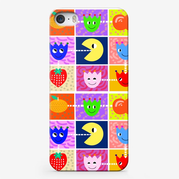 Чехол iPhone «Узор Пакман игра разноцветное»