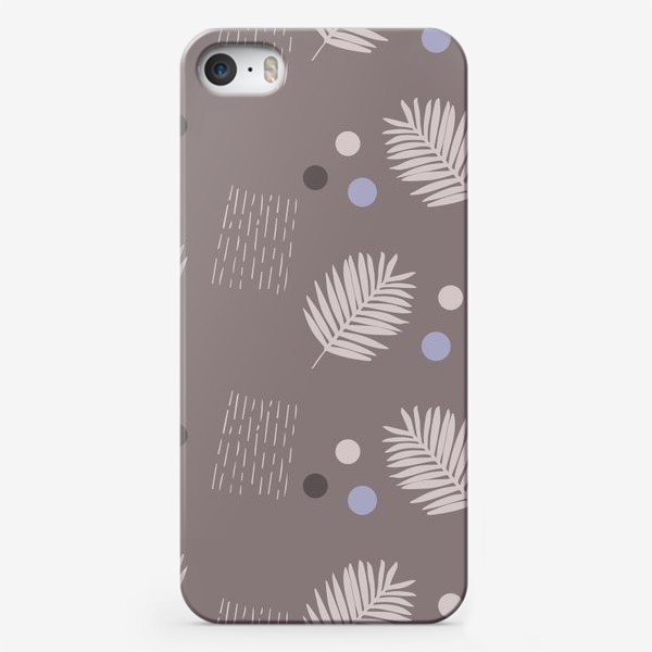 Чехол iPhone «Паттерн с листьями пальмы на фоне тауп»