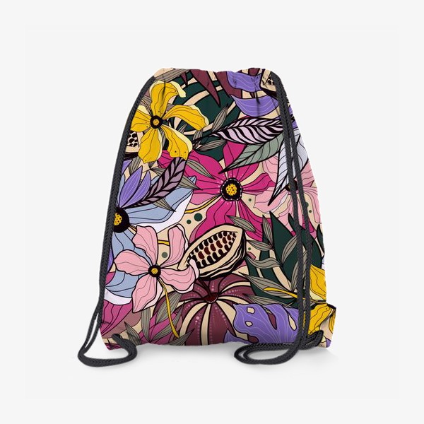 Рюкзак «Разноцветные какао-цветочные мотивы»