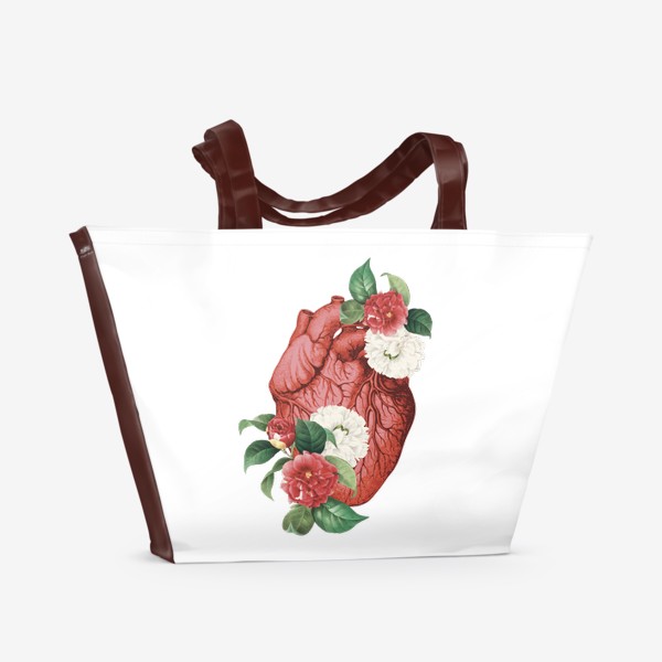 Пляжная сумка «Коллаж «Сердце в цветах»»