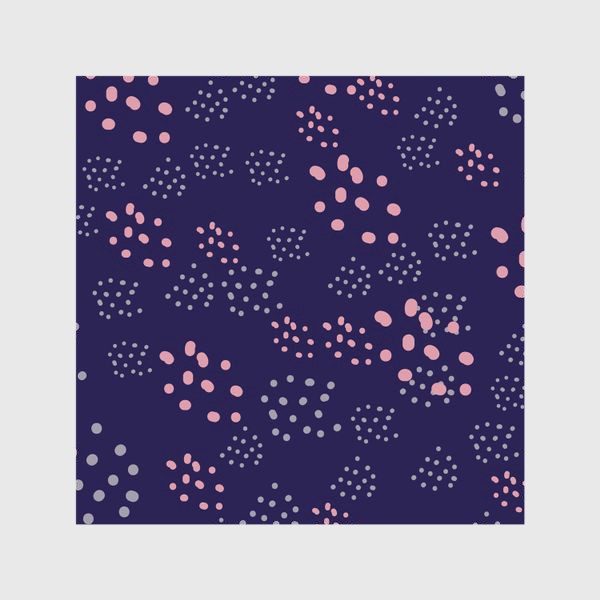 Шторы «Абстрактные серые и розовые точки на синем, паттерн. Горох, polka dot»