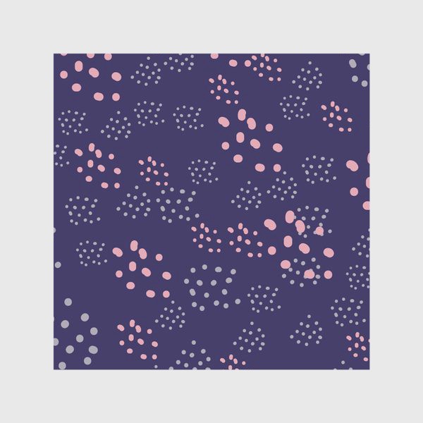 Скатерть «Абстрактные серые и розовые точки на синем, паттерн. Горох, polka dot»