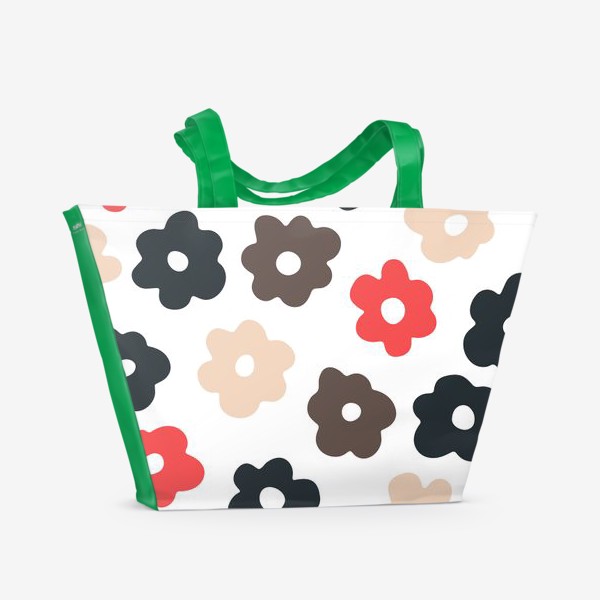 Пляжная сумка «Цветы на белом фоне»