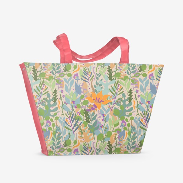 Пляжная сумка «Оранжевый цветок. (паттерн)»
