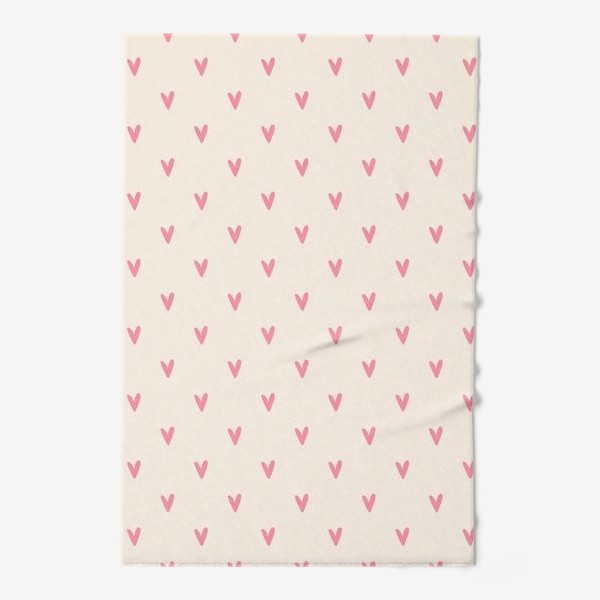 Полотенце «Принт с розовыми сердечками»