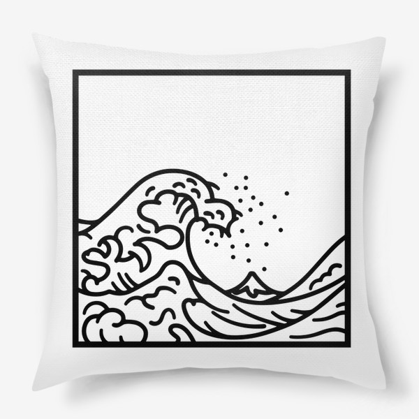 Подушка «Большая волна в Канагаве Минимализм»