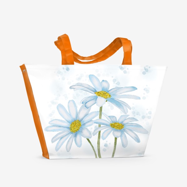 Пляжная сумка «Белые ромашки акварельные»