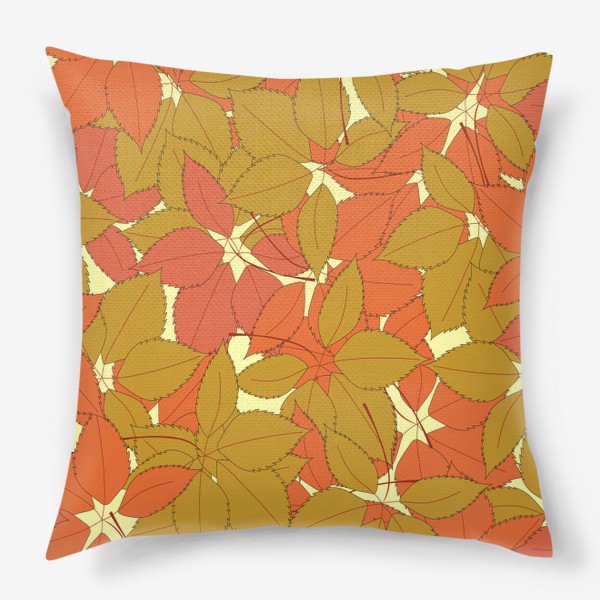 Подушка «оранжевая и красная осенняя листва дикого винограда»